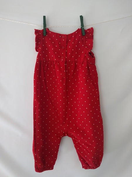 Salopette à pois rouge