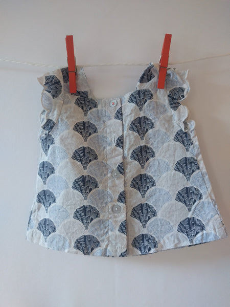 Blouse légère bleu et blanche