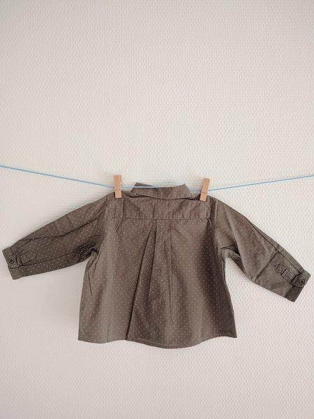 Chemise à pois marron et turquoise Bonpoint