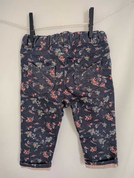 Pantalon à motifs oiseaux & fleurs