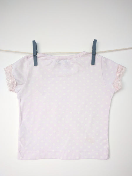T-shirt à pois rose et blanc
