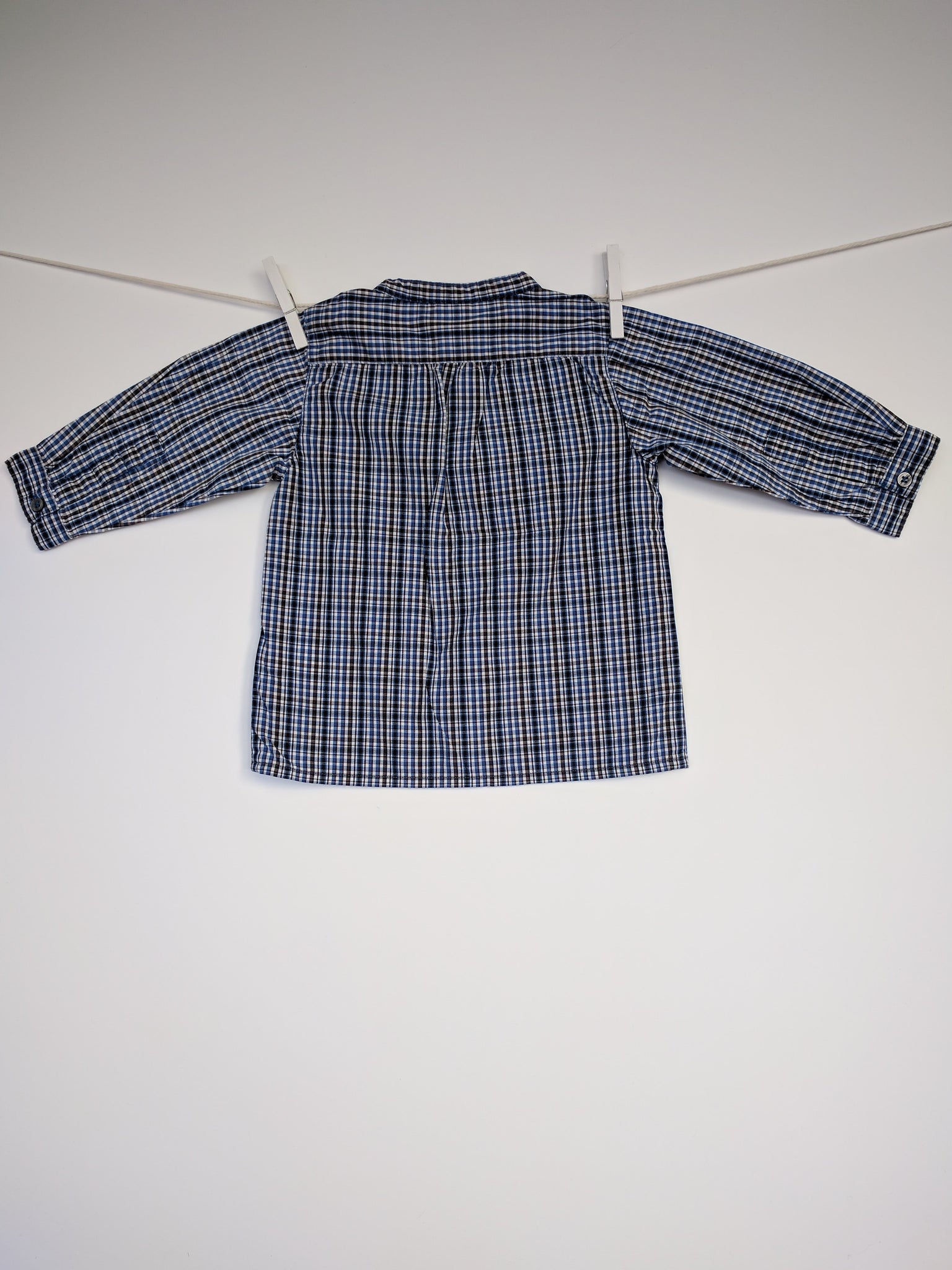 Chemise à carreaux bleu marron et blanc