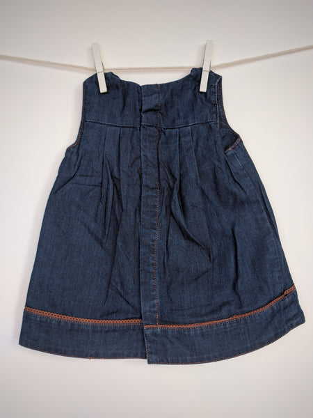 Robe en jean avec petit liseré marron