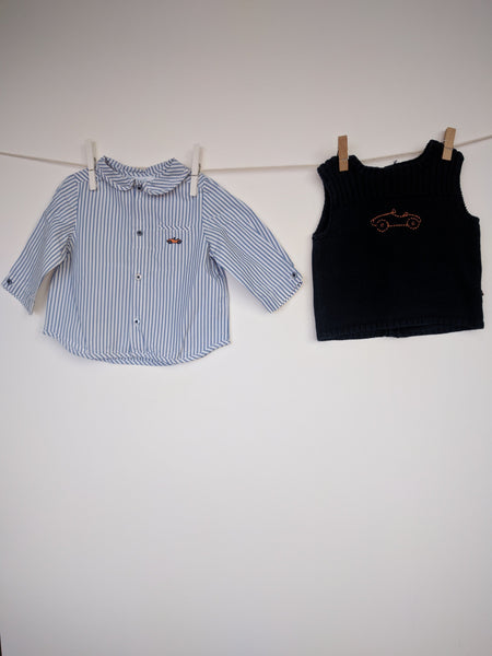 Ensemble chemise et pull sans manche
