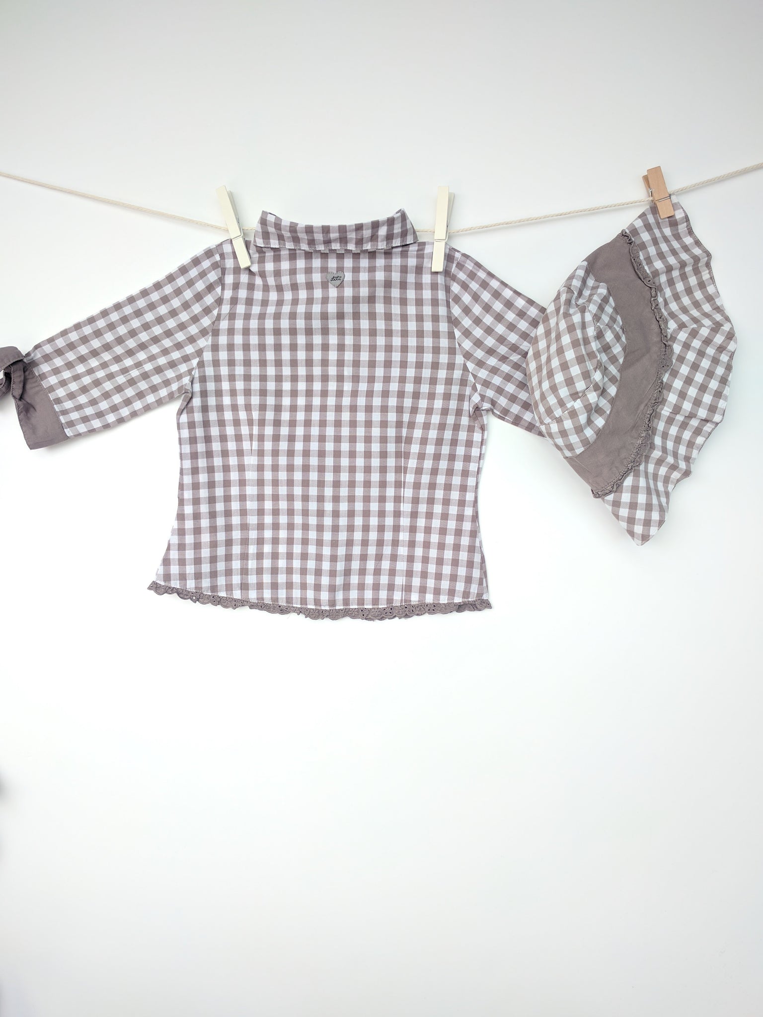 Chemise & chapeau vichy beige