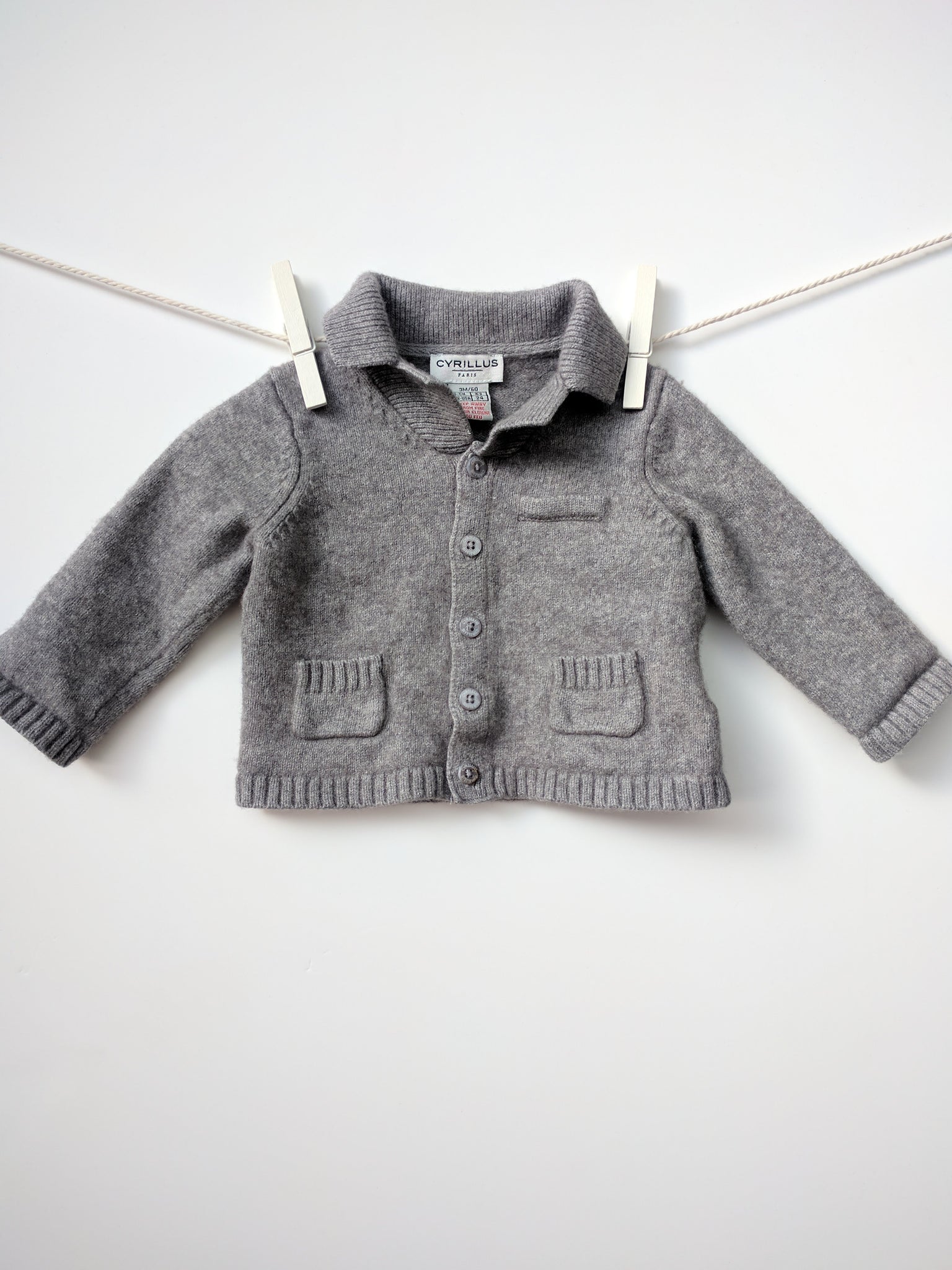 Gilet laine fille garçon 3 mois Cyrillus bébé gris