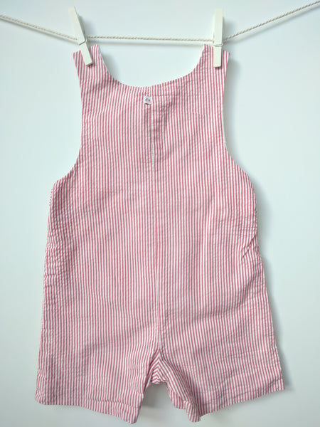 Salopette d'été rayée rouge et blanche