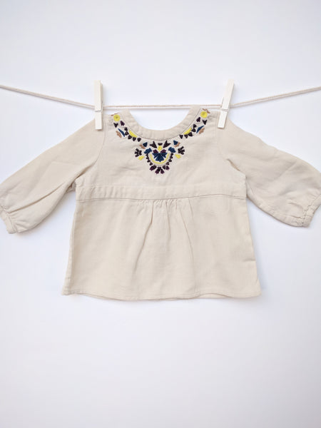 Blouse Bonpoint beige à motifs 6 mois bébé fille