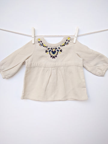 Blouse Bonpoint beige à motifs 6 mois bébé fille