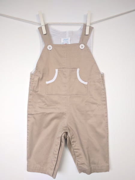 Salopette beige et blanche été printemps bébé fille et garçon 3 mois