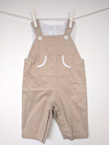 Salopette beige et blanche été printemps bébé fille et garçon 3 mois