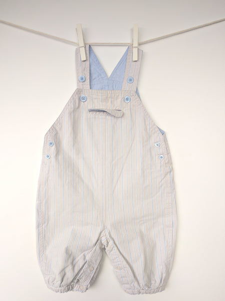 Salopette beige à rayures bleues 3 mois Jacadi bébé garçon