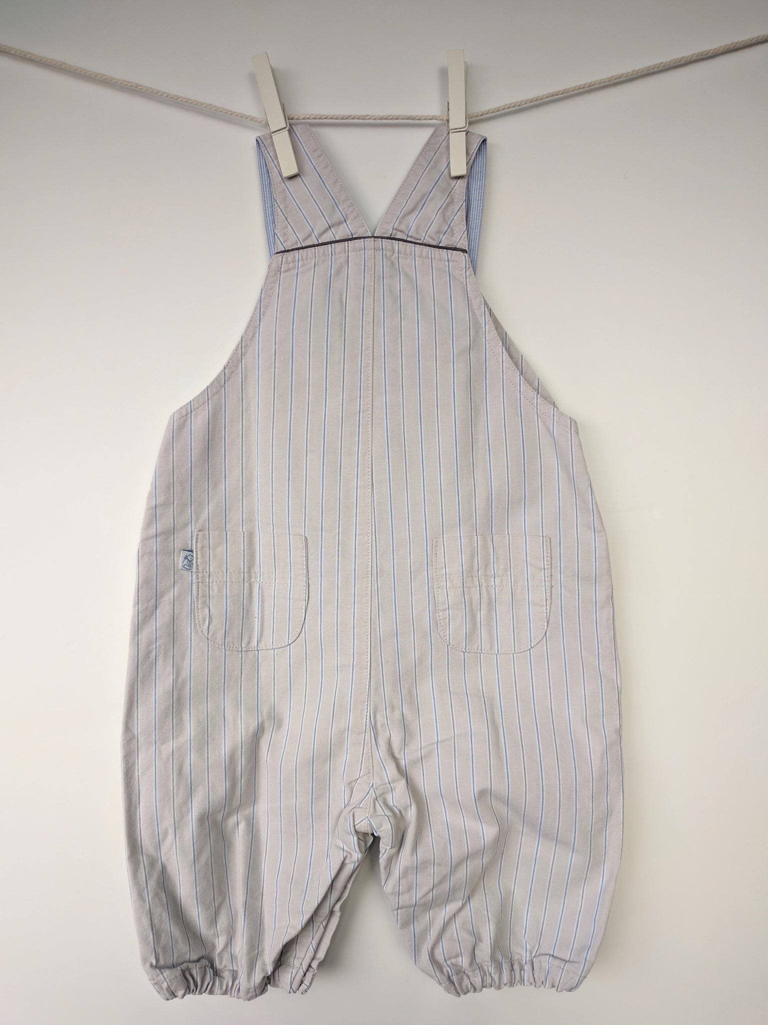 Salopette beige à rayures bleues Jacadi