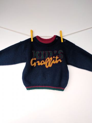 Pull vintage made in France kids graffiti galeries lafayette 12 mois bébé garçon