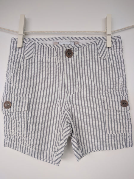 Short bébé garçon 12 mois rayé gris blanc jacadi