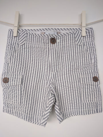Short bébé garçon 12 mois rayé gris blanc jacadi