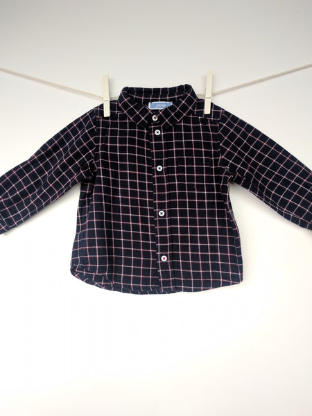 Chemise 12 mois Jacadi bleu bordeaux bébé garçon