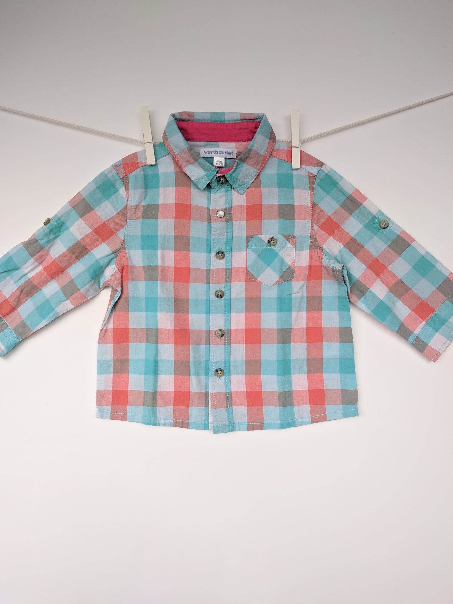 Chemise colorée turquoise orange 18 mois vertbaudet bébé garçon