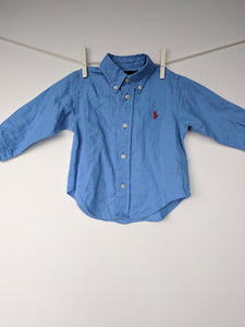 Chemise en lin bleue Ralph Lauren bébé Garçon 12 mois